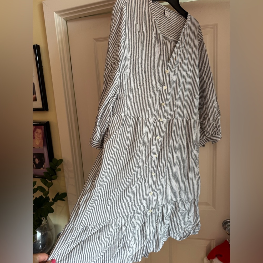 NWOT Old Navy Blue and White Striped Long Sleeve Dress size XL